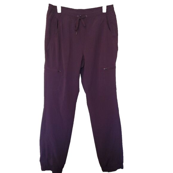 Eddie Bauer Women Activewear Pants 10 Purple Jogger Fleece Lined Cargo Pocket - Picture 1 of 16